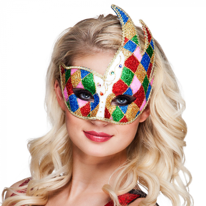 Venetiaans masker Jester - Willaert, verkleedkledij, carnavalkledij, carnavaloutfit, feestkledij, masker, venetiaanse maskers, oogmasker, loupe, Venetiaans bal, gemaskerd bal, bal masque, gemaskerd feest